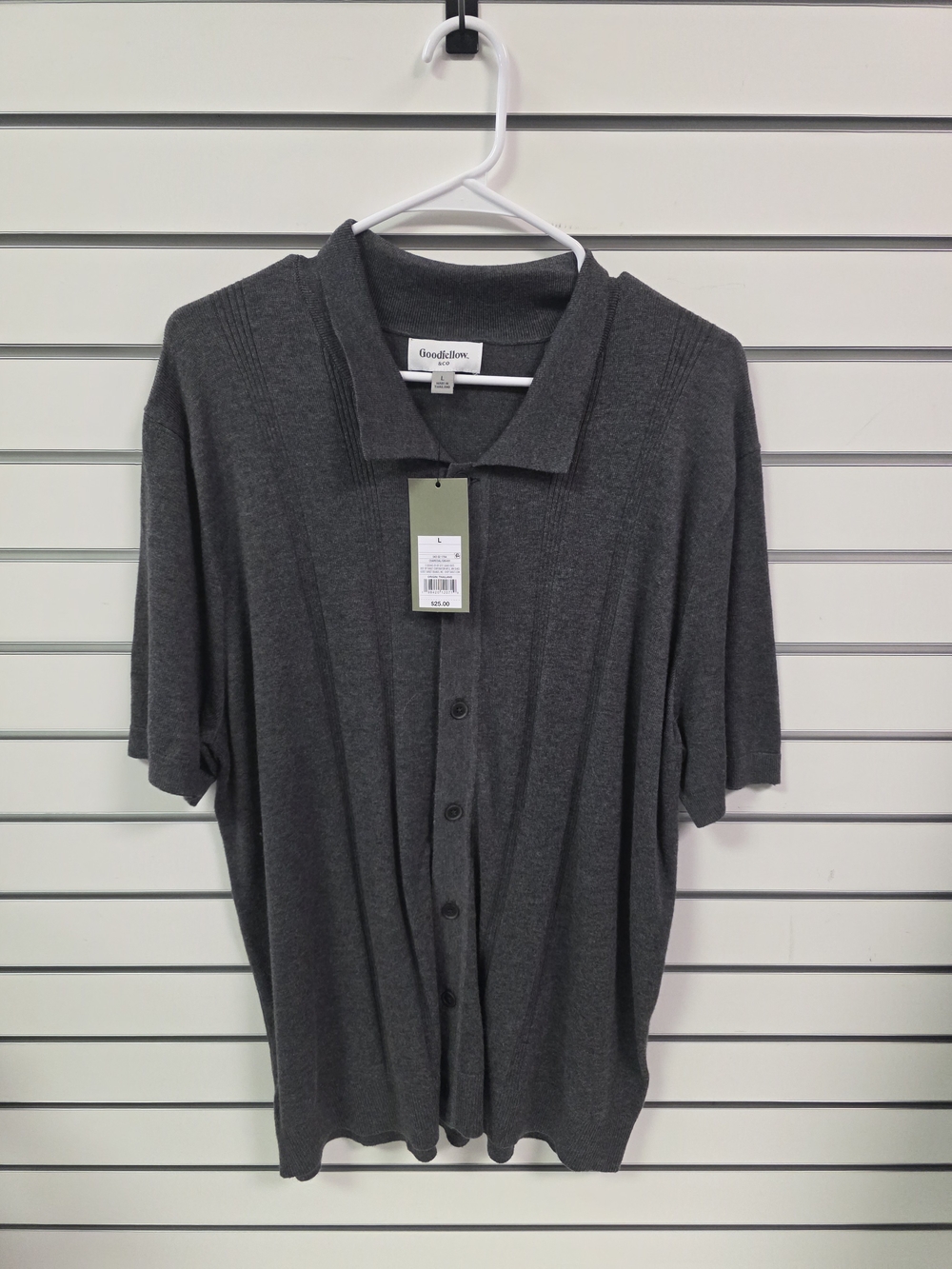 Goodfellow & Co Men's Dark Gray Short-Sleeve Button Polo